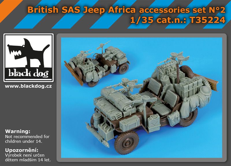 T35224 Black Dog Набор аксессуаров из смолы British SAS Jeep Africa  1/35