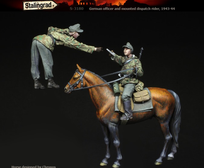 3181 Stalingrad Германский солдат на коне + офицер в САУ 1/35