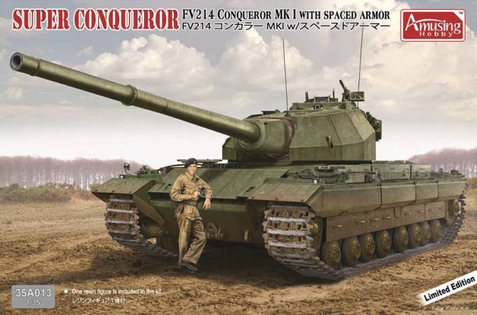 Сборная модель 35A013 Amusing Hobby Английский танк Super Conqueror FV214 Conqueror Mk I with spaced armour 