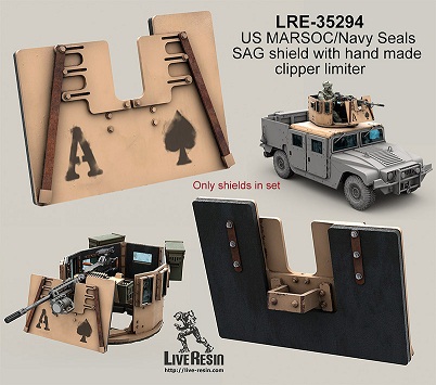 LRE35294 Live Resin Щит для защиты стрелка с самодельными ограничителями 1/35