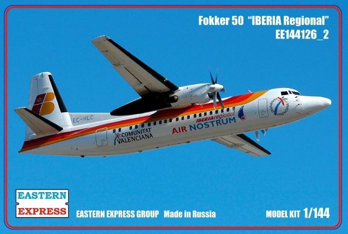 144126 Восточный Экспресс Пассажирский самолёт Fokker F50 1/144