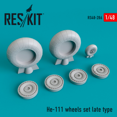 RS48-0286 RESKIT He-111 wheels set late type (for ICM, Trumpeter Monogram) 1/48