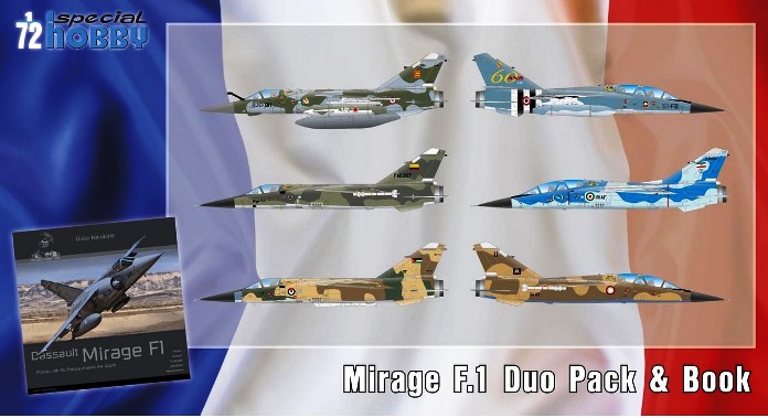 72414 Special Hobby Самолеты Mirage F.1 Duo Pack и книга 1/72