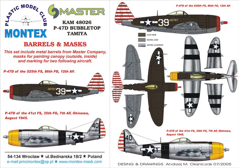 KAM48026 Montex Barrels & Masks P-47D Bubbletop (Tamiya) 1/48