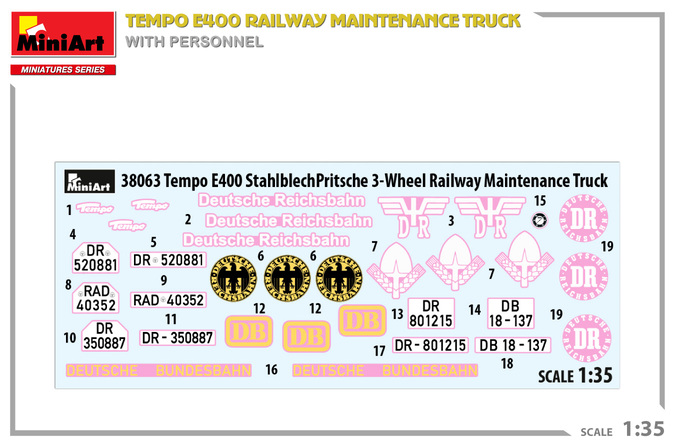 38063 MiniArt Автомобиль Tempo E400  Railway Maintenance Truck с персоналом 1/35