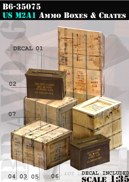 B6-35075 Bravo 6 U.S. M2A1 Ammo Boxes and Crates Масштаб 1/35