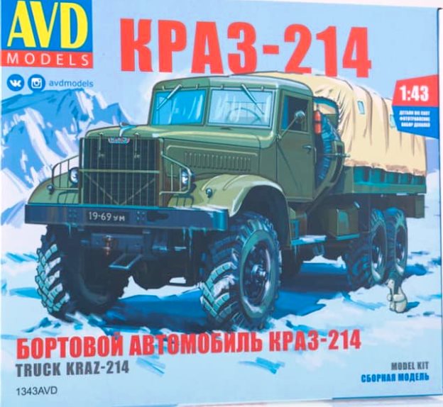 1343 AVD Models Автомобиль КРАЗ-214 бортовой с тентом 1/43