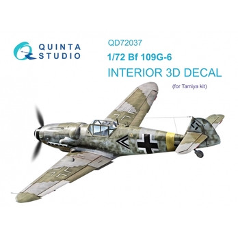 QD72037 Quinta 3D Декаль интерьера кабины Bf 109 G-6 (Tamiya) 1/72
