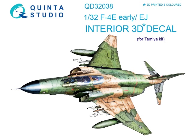 QD32038 Quinta 3D Декаль интерьера кабины F-4E early/EJ (для Tamiya) 1/32