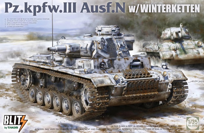 8011 Takom Танк Pz.Kpfw.III Ausf.N w/Winterketten 1/35