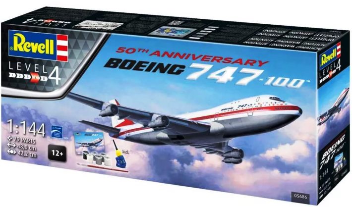 05686 Revell Подарочный Набор Самолет Boeing 747-100, 50th Anniversary 1/144