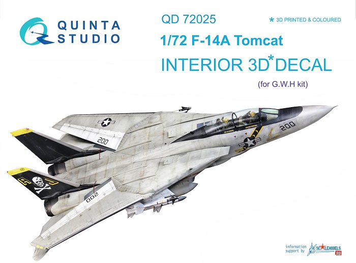 QD72025 Quinta 3D Декаль интерьера кабины F-14A (GWH) 1/72