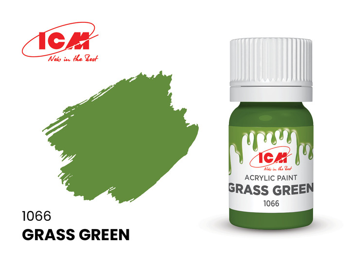 C1066 ICM Акриловая краска Зеленая трава (Grass Green) 12мл