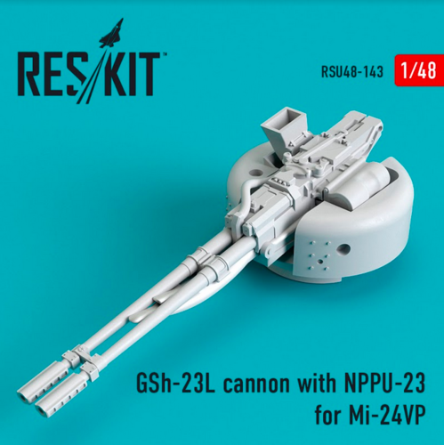 RSU48-0143 RESKIT GSh-23L cannon with NPPU-23 for Mi-24VP (for Zvezda) 1/48