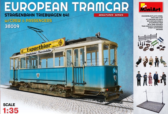 Сборная модель 38009 MiniArt Европейский трамвай с пассажирами и персоналом 