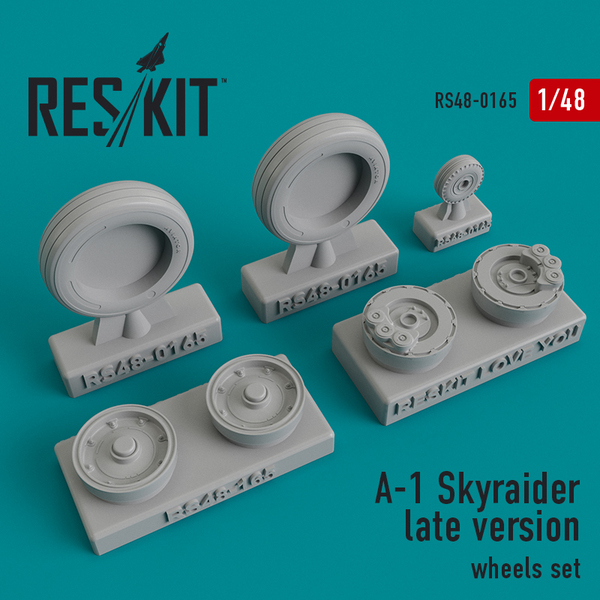 RS48-0165 RESKIT A-1 Skyraider late version wheels set (for Hasegawa, Tamiya, Revell) 1/48