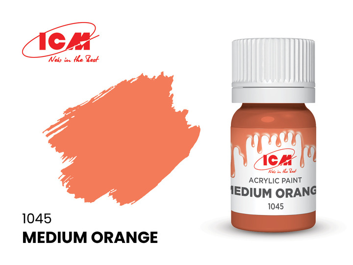 C1045 ICM Акриловая краска Средний оранжевый (Medium Orange) 12мл