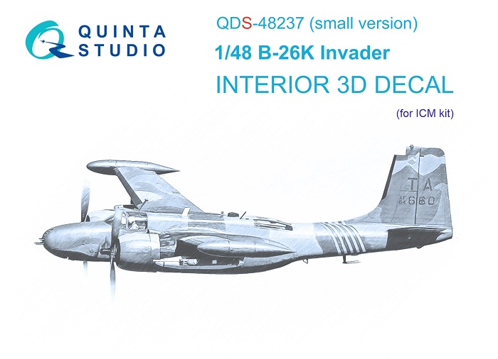 QDS-48237 Quinta 3D Декаль интерьера кабины B-26K (ICM, упрощенная версия) 1/48