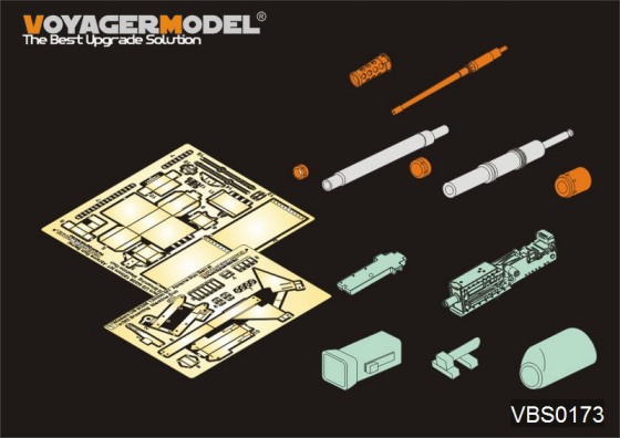 VBS0173 Voyager Model M256 120mm M1 Abrams Gun Barrel w/M2 Browning Machine Gun (Tamiya 35326)