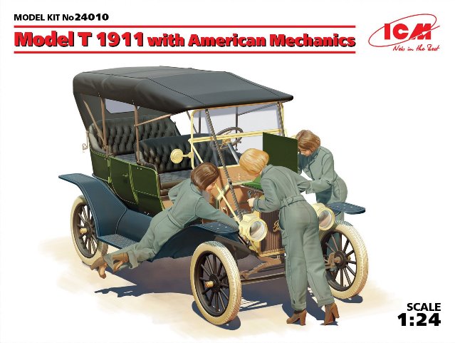 24010 ICM Автомобиль Model T 1911 с механиками-женщинами (3 фигуры) 1/24