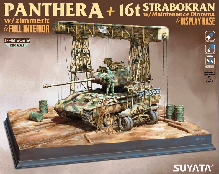 001 Suyata Диорама танк Panthera (с интерьером и циммеритом) + 16t Strabokran 1/48