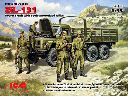 Сборная модель 35516 ICM Советский грузовой автомобиль ЗиЛ-131 с пехотой (4 фигуры) 