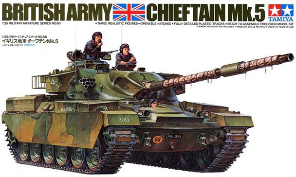 Сборная модель 35068 Tamiya Английский танк Chieftain Mk.5 1960г. с 120-мм пушкой и 3 фигурами