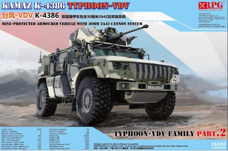 35002 RPG Model  Бронеавтомобиль Тайфун-ВДВ К-4386 с с боевым модулем БМ-30-Д 3 1/35