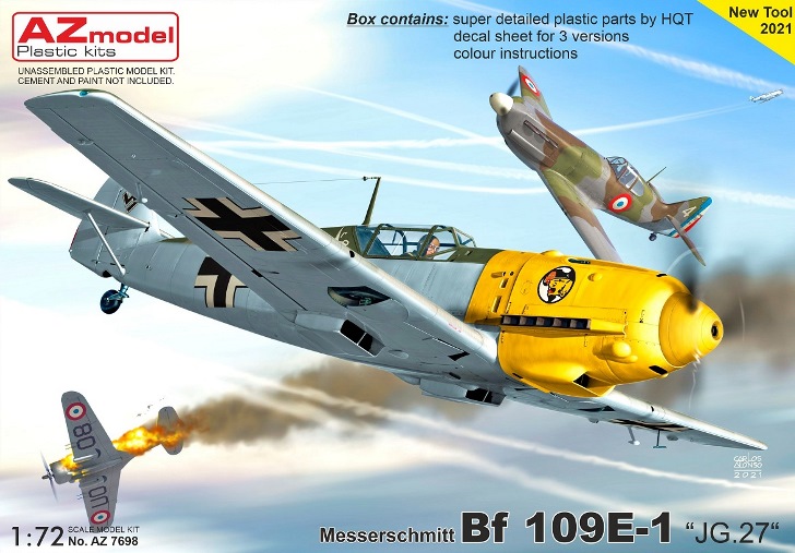 7698 AZmodel Самолёт Bf 109E-1 „JG.27“ 1/72