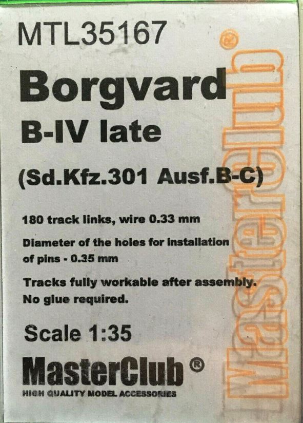MTL35167 MasterClub Металлические траки для Borgvard B-IV late (Sd.Kfz.301 Ausf.B-C) 1/35