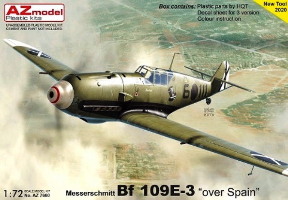 7660 AZmodel Немецкий истребитель Bf 109E-3 „Over Spain“ 1/72