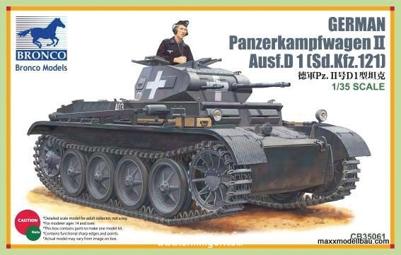 Сборная модель 35061 Bronco Models Немецкий танк PanzerKampfwagen II Ausf.D1  