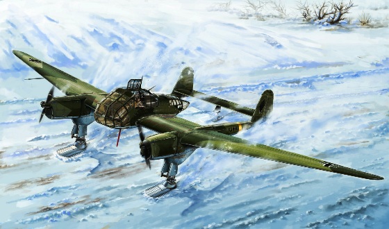 L4808 GWH Немецкий самолет-разведчик Fw 189A-1 Uhu (на лыжном шасси - "Sonderaktion Schneekufen")
