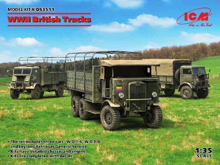 DS3511 ICM Британские грузовые автомобили WWII (3 автомобиля) 1/35