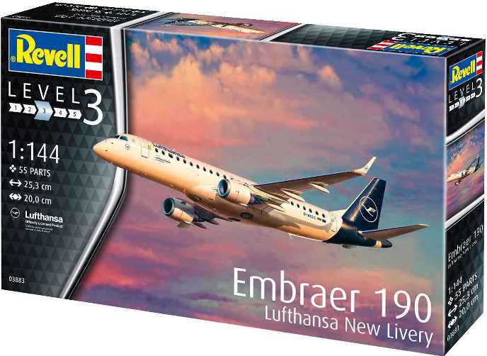 03883 Revell Самолет Embraer 190 Lufthansa New Livery 1/144