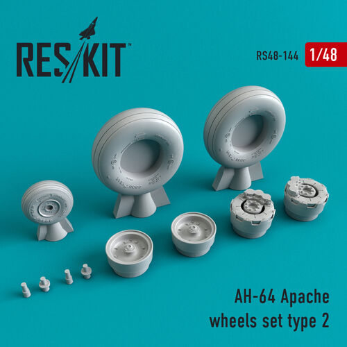 RS48-0144 RESKIT AH-64 Apache Type 2 wheels set (Hasegawa, Academy) 1/48