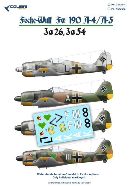 48035 Colibri Decals Декали Fw-190 A4/А5 Jg 54-Jg 26  1/48