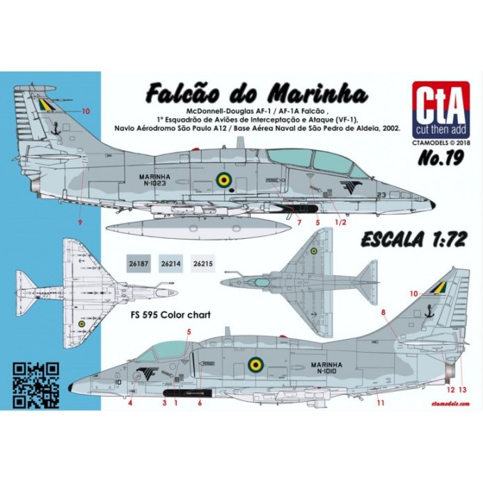 CTA-019 CtA "Falcão do Marinha" (Brazilian Navy AF-1 and AF-1A - both based on A-4M Skyhawk)1/72