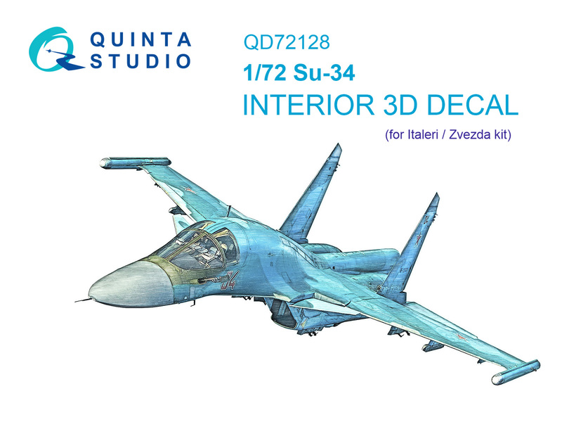 QD72128 Quinta 3D Декаль интерьера кабины Су-34 (Звезда/italeri) 1/72