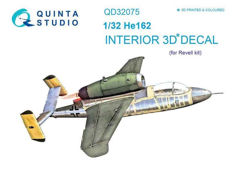 QD32075 Quinta 3D Декаль интерьера кабины He 162 (для модели Revell) 1/32