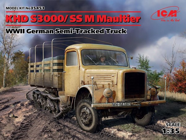 Сборная модель 35453 ICM Германский тягач KHD S3000/SS M Maultier 1/35