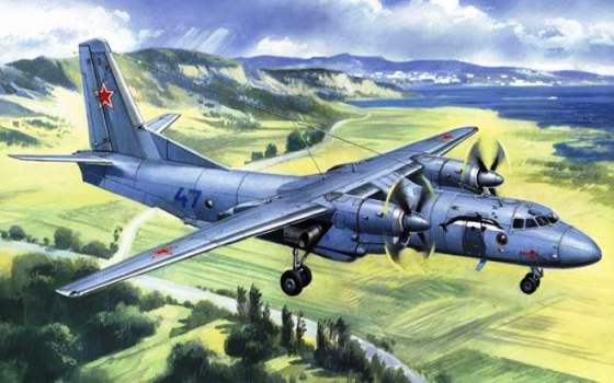 Сборная модель 72118 Amodel Советский военно-транспортный самолет Ан-26 (поздняя версия) 