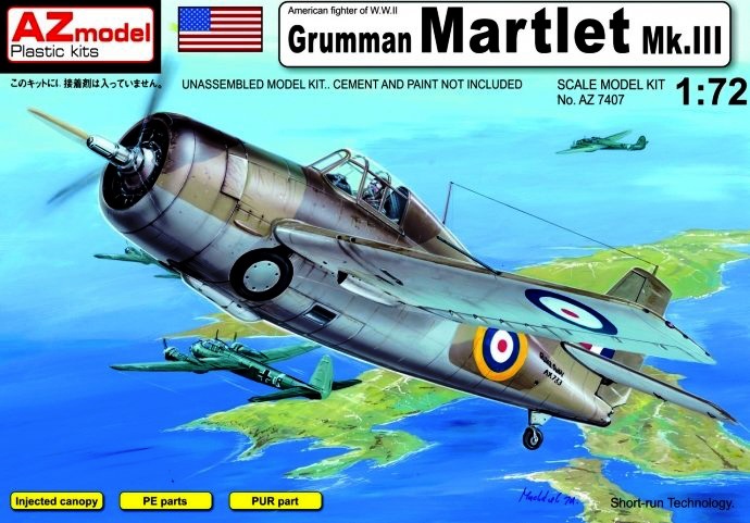 7407 AZmodel Самолет Grumman Martlet Mk.lll RAF 1/72