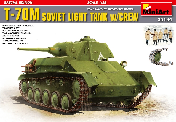 Сборная модель 35194 MiniArt Танк Т-70М с экипажем в зимней форме (5 фигур) 