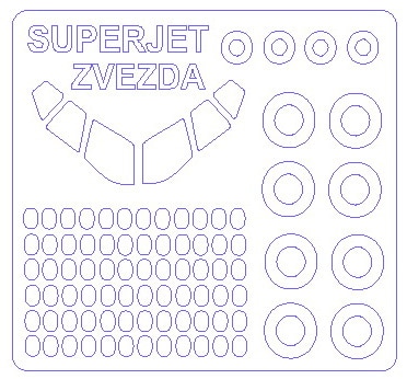 14500-1 KV Models Набор масок для Суперджет SSJ-100 + маски на диски и колеса (Звезда) Масштаб 1/144