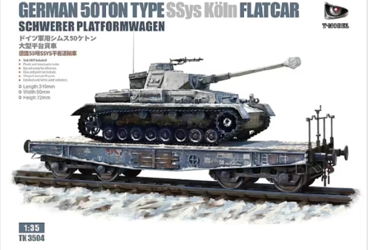 TK3504-G T-Model Германская ж/д платформа 50 тонн SSys Koln (+бонус) 1/35
