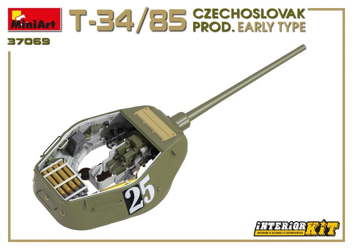37069 MiniArt Танк T-34/85 (чехословацкая ранняя  версия с интерьером) 1/35