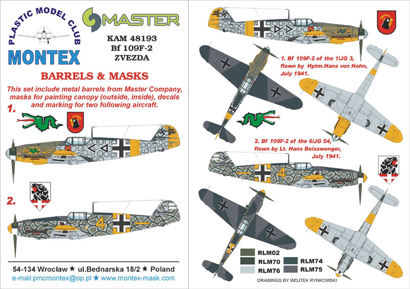 KAM48193 Montex Barrels & Masks BF 109F-2 (Zvezda) 1/48
