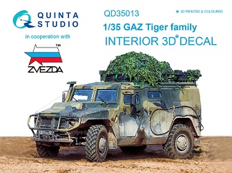 QD35013 Quinta 3D Декаль интерьера кабины семейства ГАЗ Тигр (для модели Звезда) 1/35