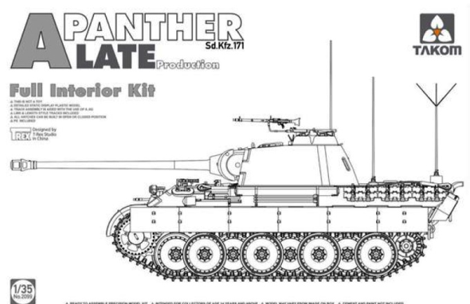 Сборная модель 2099 Takom Немецкий танк Panther A (Late Prod.) с интерьером